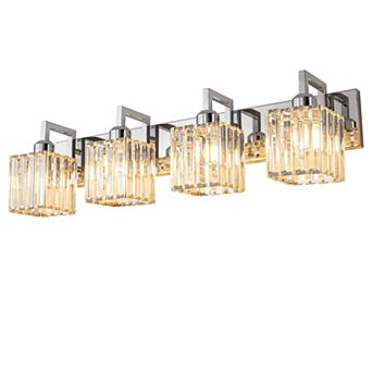 ZLAIQB 28.34” 4-Light Modern Crystal Bathroom Wall Lamp
