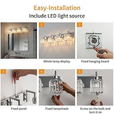 ZLAIQB 28.34” 4-Light Modern Crystal Bathroom Wall Lamp