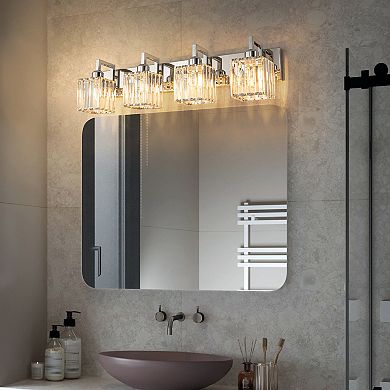 ZLAIQB 28.34” 4-Light Modern Crystal Bathroom Wall Lamp
