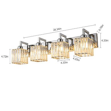 ZLAIQB 28.34” 4-Light Modern Crystal Bathroom Wall Lamp