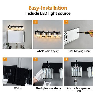 ZLAIQB 36.22“ 5-Light Modern Crystal Bathroom Wall Lamp