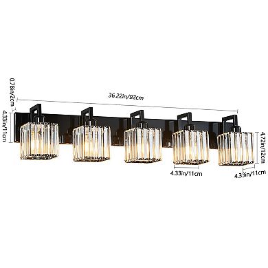 ZLAIQB 36.22“ 5-Light Modern Crystal Bathroom Wall Lamp