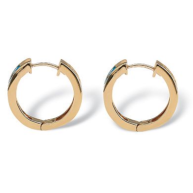 Simulated Birthstone Gold-Plated Huggie Earrings