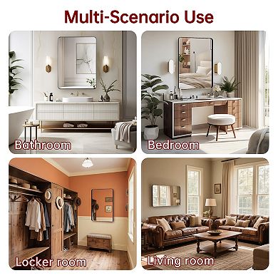 SUMERAIN Matte Black Bathroom Vanity Mirror, 20x30 Inch Tempered Glass, Wall Mounted, Rounded Corner