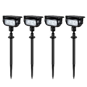 Ollny Solar Spot Lights Outdoor IP65 Waterproof, Auto On/Off 4 Pack Cool White