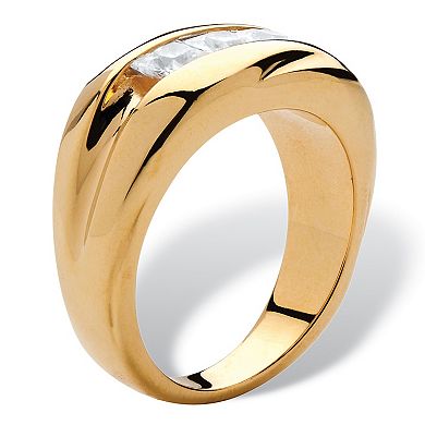 Men's .90 TCW Square-Cut Cubic Zirconia Channel-Set Ring Yellow Gold-Plated