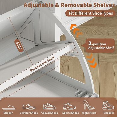 Shoe Cabinet with 4 Flip Drawers Freestanding Hidden Shoe Storage Organizer