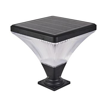 DOMETOURE 15 in Black Solar Outdoor Post Light with Remote Control and Timer Function