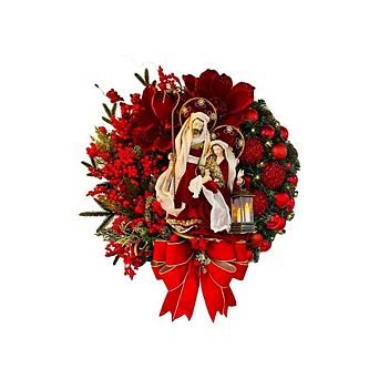Lighted Nativity Scene Christmas Wreath