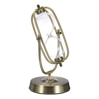 Vintage Sand Timer 60-Minute, Brass Oval Sandglass 5.31 x 4.61 x 10.04 in Clear