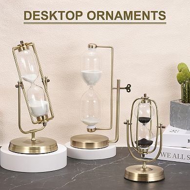 Vintage Sand Timer 60-Minute, Brass Oval Sandglass 5.31 x 4.61 x 10.04 In, Clear
