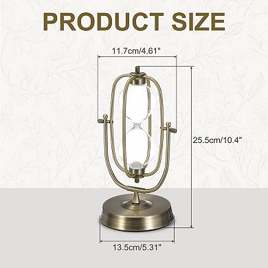 Vintage Sand Timer 60-Minute, Brass Oval Sandglass 5.31 x 4.61 x 10.04 In, Clear