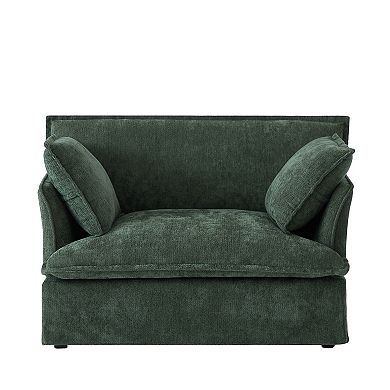 Whisen Oversized Sofa Chair with Dual-Port Charging, Skirted Base, Curved Armrest, Throw Pillows