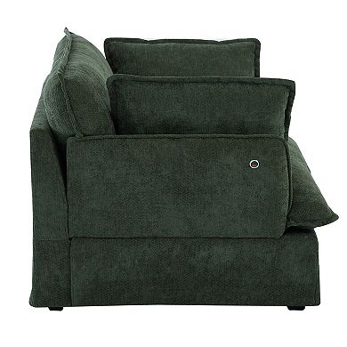 Whisen Oversized Sofa Chair with Dual-Port Charging, Skirted Base, Curved Armrest, Throw Pillows