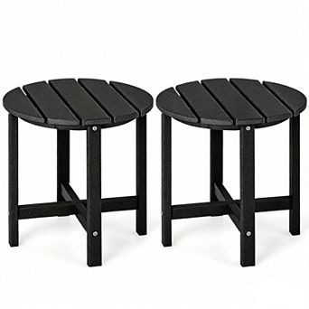Set of 2 18-Inch Round Weather-Resistant Adirondack Side Tables