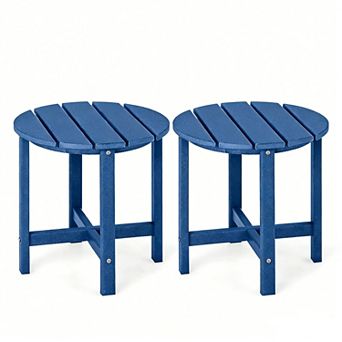 Set of 2 18-Inch Round Weather-Resistant Adirondack Side Tables