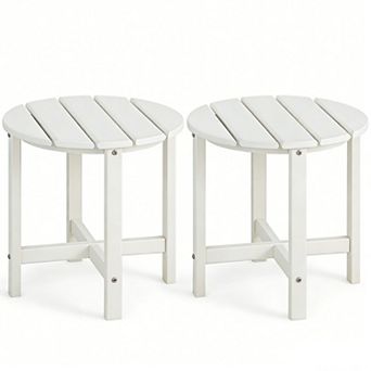 Set of 2 18-Inch Round Weather-Resistant Adirondack Side Tables