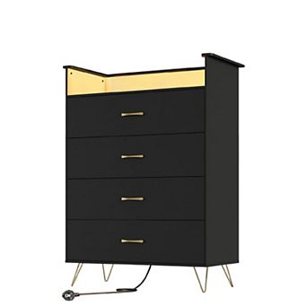 4-Drawer Dresser with App-Controlled RGB Lights & Charging Station, Large Capacity Modern Dresser