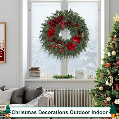 26-Inch Real Touch Christmas Cedar Wreath