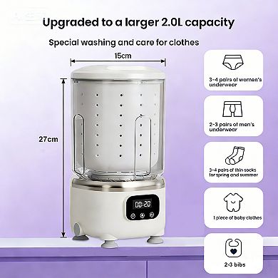 2L Mini Washing Machine With Dehydration Function, Underwear Washer, Portable Mini Washing Machine