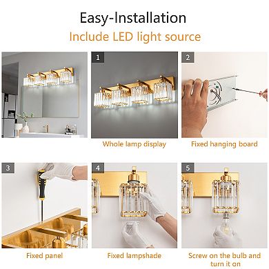 Modern Crystal Vanity Light, Sleek Metal Wall Sconce for Bathroom, Bedroom Vanity Mirror