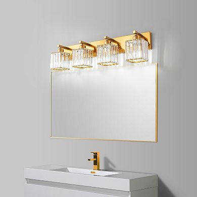 Modern Crystal Vanity Light, Sleek Metal Wall Sconce for Bathroom, Bedroom Vanity Mirror