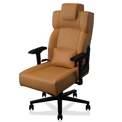 DOMETOURE Yellow Brown Ergonomic High-Back PC Gaming Chair with Lumbar Support