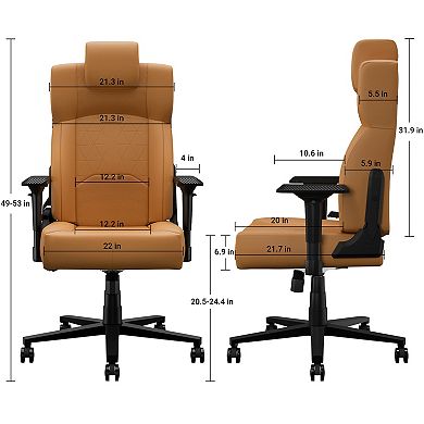 DOMETOURE Yellow Brown Ergonomic High-Back PC Gaming Chair with Lumbar Support