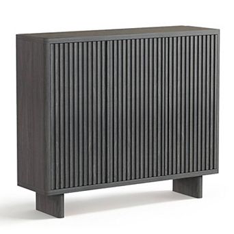 46 in Fluted Door Shoe Cabinet 5 tier Entryway Shoe Storage with Adjustable Shelves