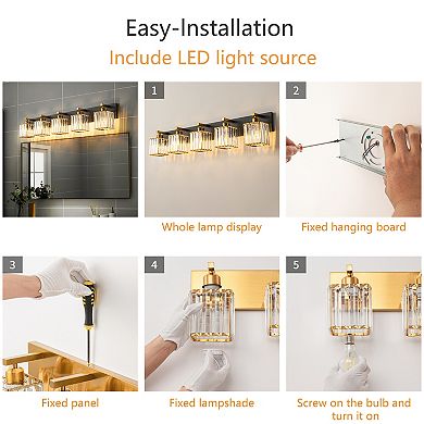 ZLAIQB 36.22" 5-Light Modern Crystal Bathroom Wall Lamp