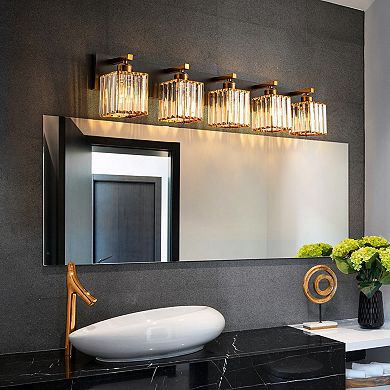 ZLAIQB 36.22" 5-Light Modern Crystal Bathroom Wall Lamp