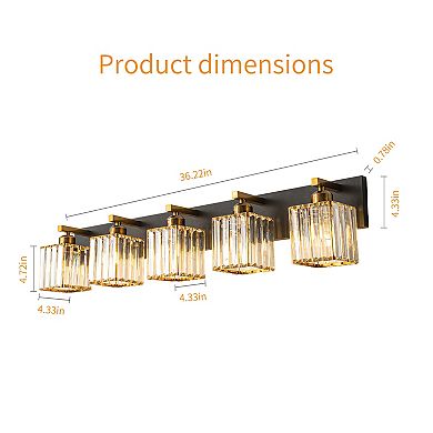 ZLAIQB 36.22" 5-Light Modern Crystal Bathroom Wall Lamp