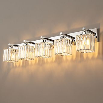 ZLAIQB 36.22" 5-Light Modern Crystal Bathroom Wall Lamp
