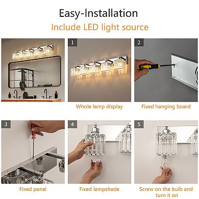 ZLAIQB 36.22" 5-Light Modern Crystal Bathroom Wall Lamp