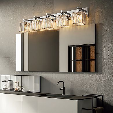 ZLAIQB 36.22" 5-Light Modern Crystal Bathroom Wall Lamp