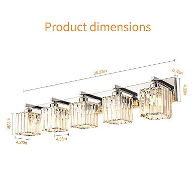 ZLAIQB 36.22" 5-Light Modern Crystal Bathroom Wall Lamp
