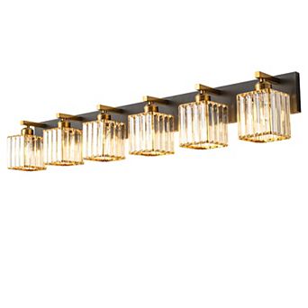ZLAIQB 44.09" 6-Light Modern Crystal Bathroom Wall Lamp