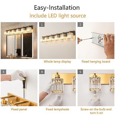 ZLAIQB 44.09" 6-Light Modern Crystal Bathroom Wall Lamp