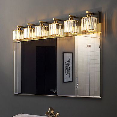 ZLAIQB 44.09" 6-Light Modern Crystal Bathroom Wall Lamp