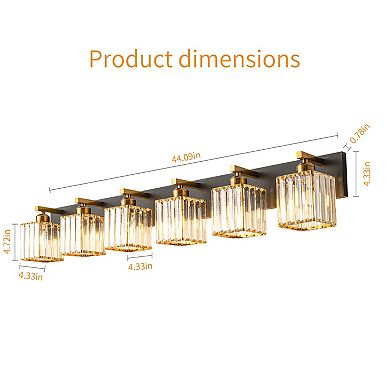 ZLAIQB 44.09" 6-Light Modern Crystal Bathroom Wall Lamp