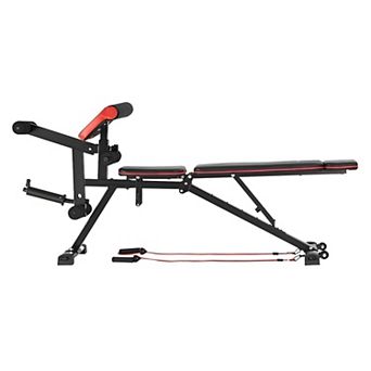 Adjustable Weight Bench with Preacher Pad and Leg Extension for Home Gym Strength Training Black