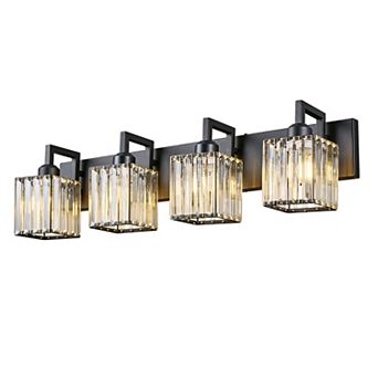 ZLAIQB 28.34” 4-Light Modern Crystal Bathroom Wall Lamp