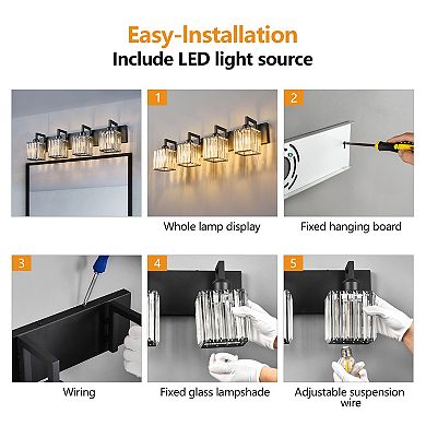 ZLAIQB 28.34” 4-Light Modern Crystal Bathroom Wall Lamp