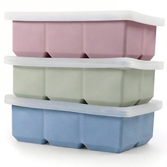 Silicone Square Ice Cube Trays Removable Lid 3 pc