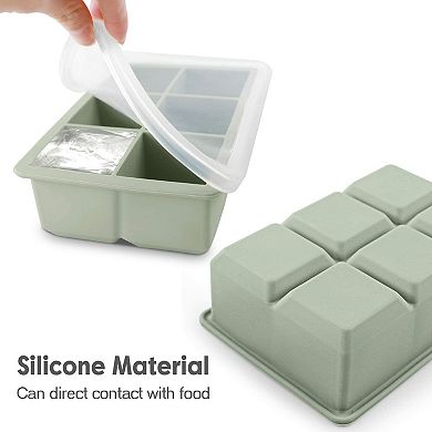 Silicone Square Ice Cube Trays Removable Lid 3pc