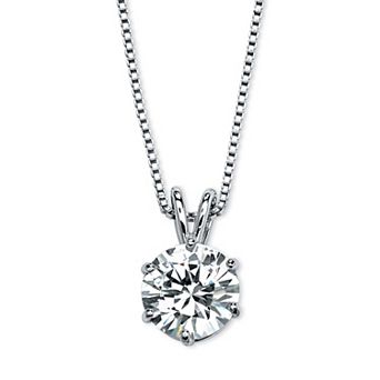 3 TCW Cubic Zirconia Pendant Necklace in Platinum-plated Sterling Silver 18"