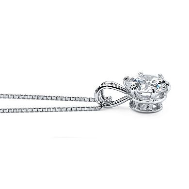 3 TCW Cubic Zirconia Pendant Necklace in Platinum-plated Sterling Silver 18"