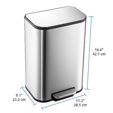 Step Trash Can - 3.2 Gallon/12L - Soft-Close Lid, Removable Inner Bucket