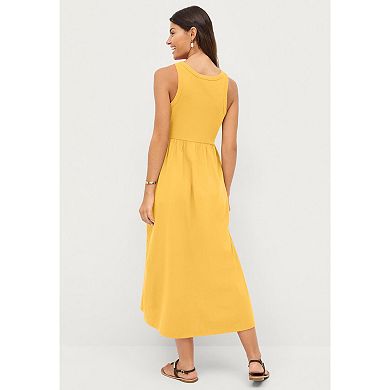 ellos Plus Size Ribbed Bodice Knit Empire Midi Dress