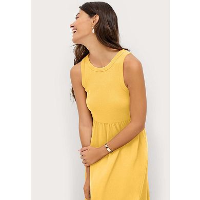 ellos Plus Size Ribbed Bodice Knit Empire Midi Dress